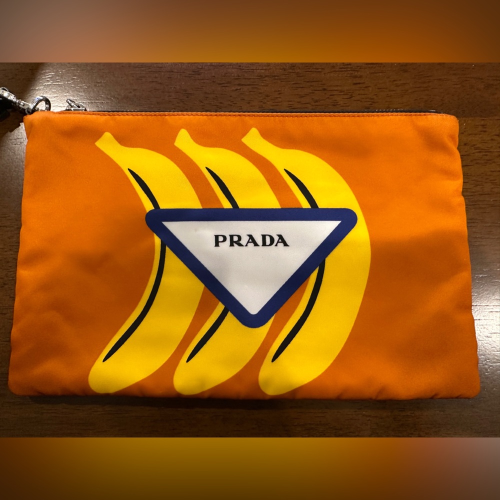 Prada Orange Banana Print Pouch